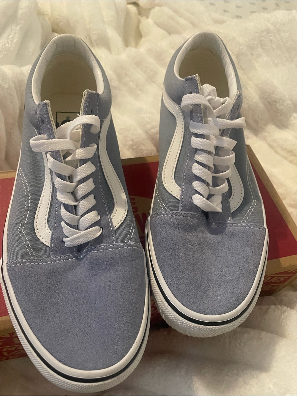 Vans Men’s Old Skool Suede Sneakers in Light Blue and White